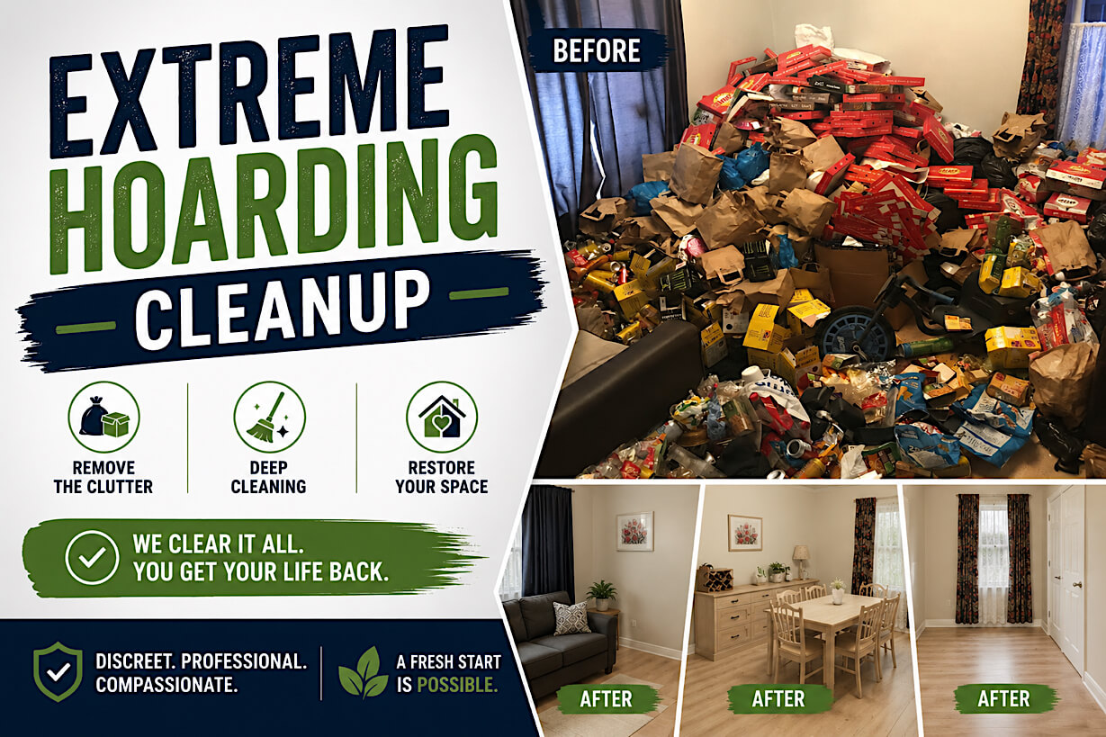 Extreme hoarding cleanup in progress at a Berwick property