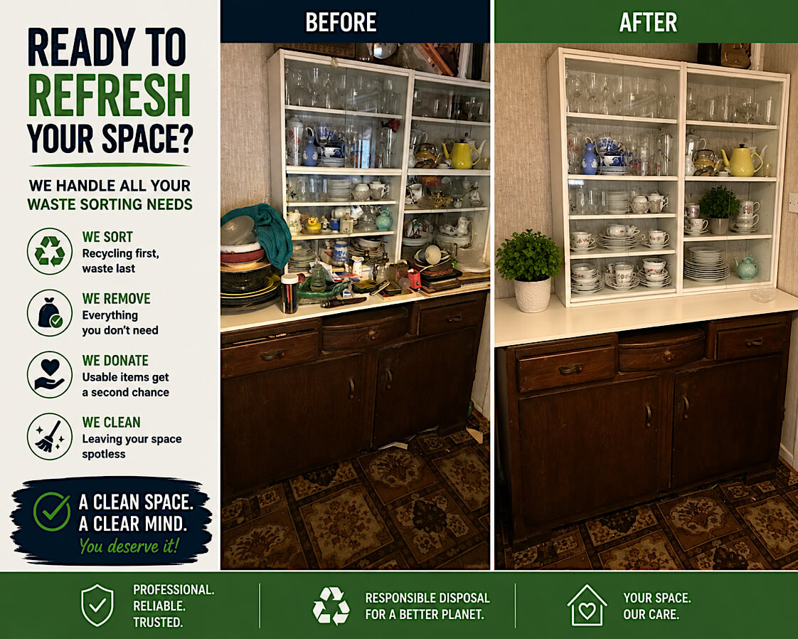 Bright, refreshed room after hoarding clearance and cleaning