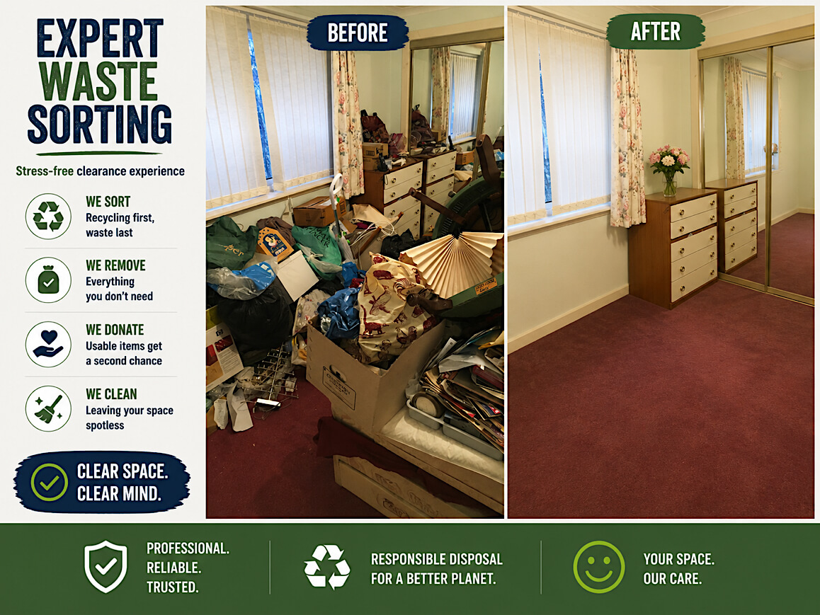 Room being cleared room-by-room during a hoarding clearance Room being cleared room-by-room during a hoarding clearance